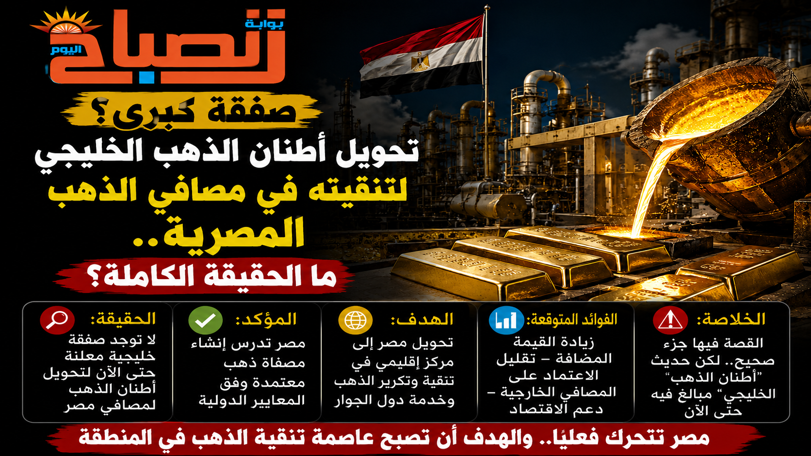 صفقة الذهب الخليجي في مصر.. الحقيقة الكاملة وراء حديث أطنان المصافي